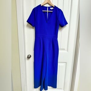Warehouse Royal Blue V-Neck Short Sleeve Dressy Romper. Size UK 12/US 8